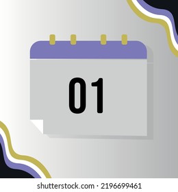 Vector Calendar with numeral 01 with non-binary flag colors