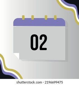 Vector Calendar with numeral 02 with non-binary flag colors