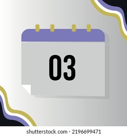 Vector Calendar with numeral 03 with non-binary flag colors