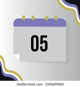 Vector Calendar with numeral 05 with non-binary flag colors