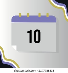 Vector Calendar with numeral 10 with non-binary flag colors