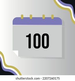 Vector Calendar with numeral 100 with non-binary flag colors