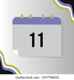 Vector Calendar with numeral 11 with non-binary flag colors