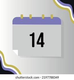 Vector Calendar with numeral 14 with non-binary flag colors