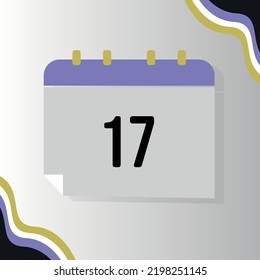 Vector Calendar with numeral 17 with non-binary flag colors