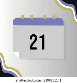 Vector Calendar with numeral 21 with non-binary flag colors