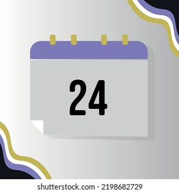 Vector Calendar with numeral 24 with non-binary flag colors