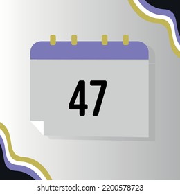 Vector Calendar with numeral 47 with non-binary flag colors