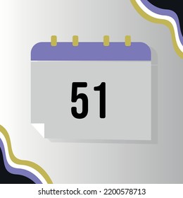 Vector Calendar with numeral 51 with non-binary flag colors