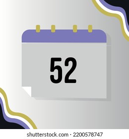 Vector Calendar with numeral 52 with non-binary flag colors