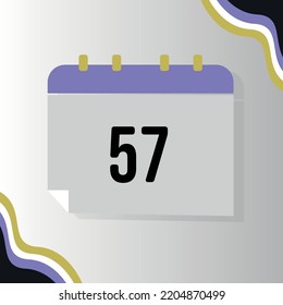 Vector Calendar with numeral 57 with non-binary flag colors