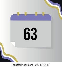 Vector Calendar with numeral 63 with non-binary flag colors