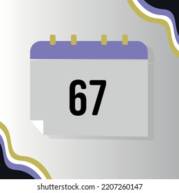 Vector Calendar with numeral 67 with non-binary flag colors