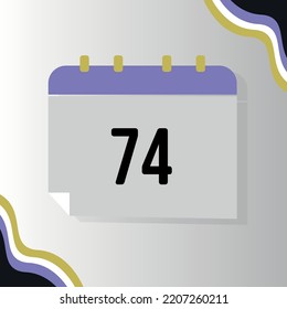 Vector Calendar with numeral 74 with non-binary flag colors