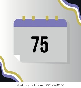 Vector Calendar with numeral 75 with non-binary flag colors