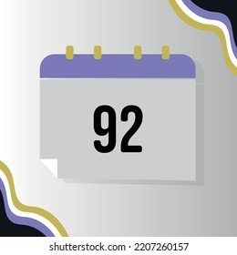 Vector Calendar with numeral 92 with non-binary flag colors