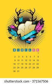 Vector calendar in October 2017 for one month voucher