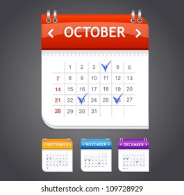 Vector Calendar October Stock Vector (Royalty Free) 109728929 ...