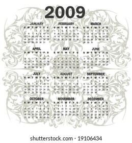 vector calendar on a vintage background