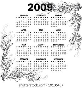 vector calendar on a vintage background