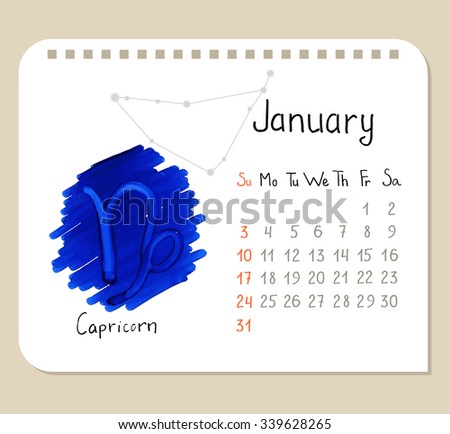 vector calendar page template january hand stock vector royalty calendar page template