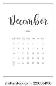Vector Calendar Planner December 2023 Handwritten Stock Vector (Royalty ...