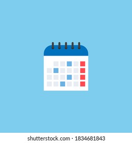  calendario vectorial. Calendario de planificación. Calendario aislado en un fondo azul.