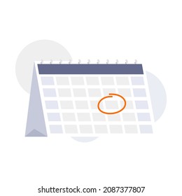 Vektor - Kalender mit roter Markierung am speziellen Tag, Termin, Veranstaltung, Erinnerung. Flaches Design. 