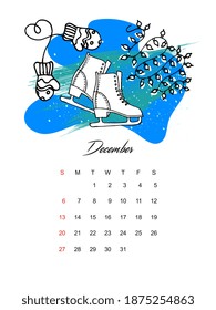 Vector calendar scandinavian style. December 2021.