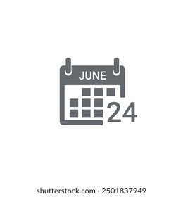 vector calendar scheduled for June 24, flat design calendar illustration.