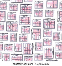 Vector Calendar seamless pattern. Planning schedule concept. Time management doodle illustration. EPS 8