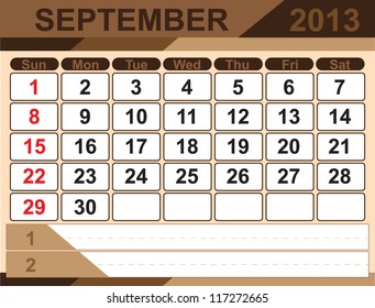 Vector calendar SEPTEMBER 2013