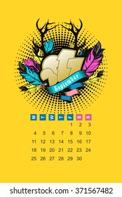 Vector calendar in September 2017 for one month voucher
