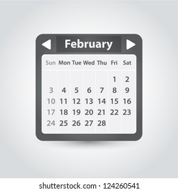 Vector calendar template for application. February, 2013 year.