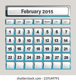 Vector calendar template for application. February 2015