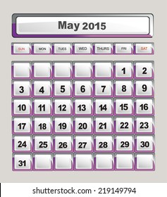 Vector calendar template for application. May 2015
