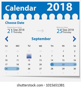 Vector calendar template in blue style. Calendar concept isolated on white background.