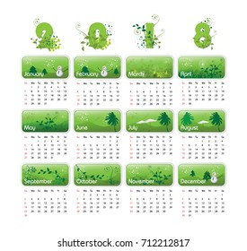 Vector calendar with a unique design for 2018
