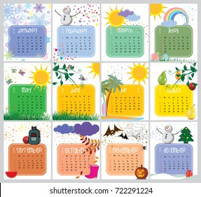 Vector calendar with a unique design for 2018 year