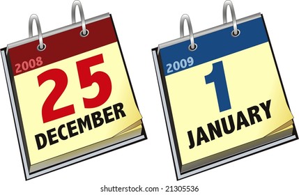 vector calendar vith christmas and new year date