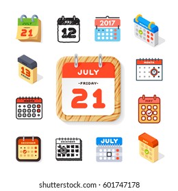Vector calendar web icons office organizer business graphic paper plan appointment and pictogram reminder element for event meeting or deadline illustration.