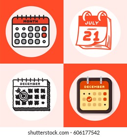 Vector calendar web icons office organizer business graphic paper plan appointment and pictogram reminder element for event meeting or deadline illustration.