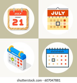 Vector calendar web icons office organizer business graphic paper plan appointment and pictogram reminder element for event meeting or deadline illustration.