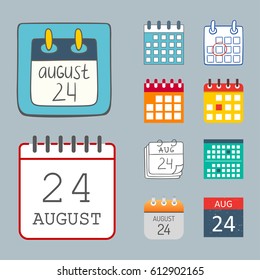 Vector calendar web icons office organizer business graphic paper plan appointment and pictogram reminder element for event meeting or deadline illustration.