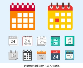 Vector calendar web icons office organizer business graphic paper plan appointment and pictogram reminder element for event meeting or deadline illustration.