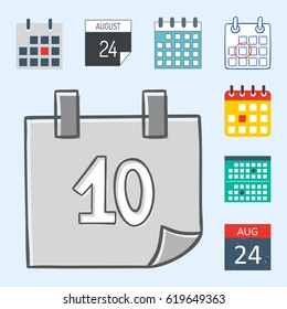 Vector calendar web icons office organizer business graphic paper plan appointment and pictogram reminder element for event meeting or deadline illustration.