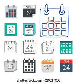 Vector calendar web icons office organizer business graphic paper plan appointment and pictogram reminder element for event meeting or deadline illustration.