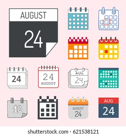 Vector calendar web icons office organizer business graphic paper plan appointment and pictogram reminder element for event meeting or deadline illustration.