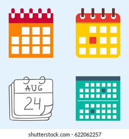 Vector calendar web icons office organizer business graphic paper plan appointment and pictogram reminder element for event meeting or deadline illustration.
