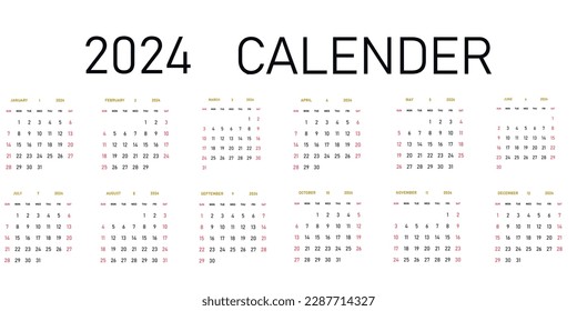 Vector calendar for the year 2024.
new year plan, action, goal, idea concepts.